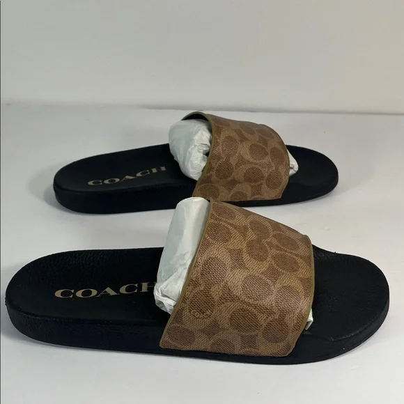 Coach Signature Udele Brown and Black Slides women’s size 11 - Picture 9 of 13